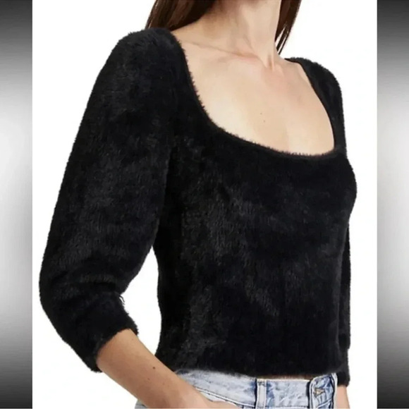 Free People Black Fuzzy Moonbeam women’s Medium - Picture 4 of 9